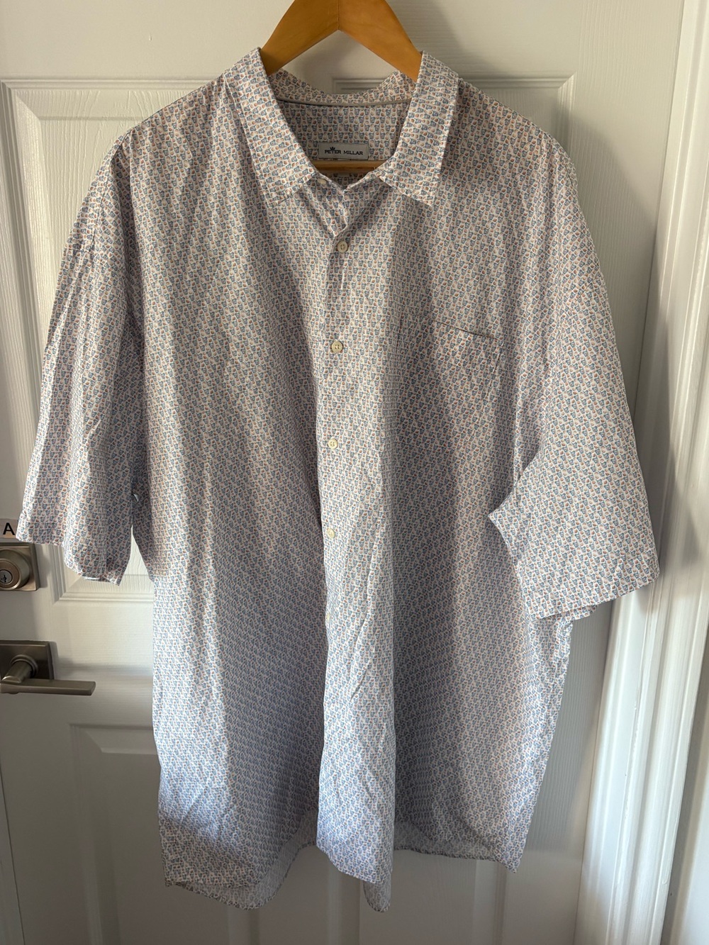 Peter Millar Luxury Twill Novelty Cocktail Sport Shirt Orange Citrus Print 4XT
